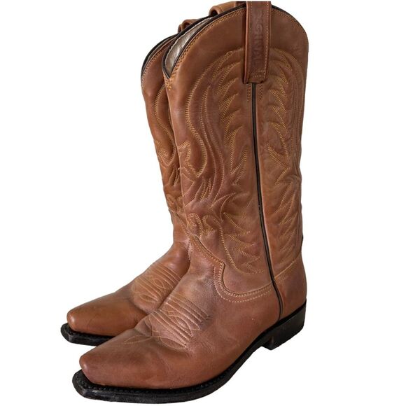 Rancho BIG Boys Cowboy Western boots Tan Sz US 5.5 Made in Mexico Sz 24.5 EE - Picture 2 of 15